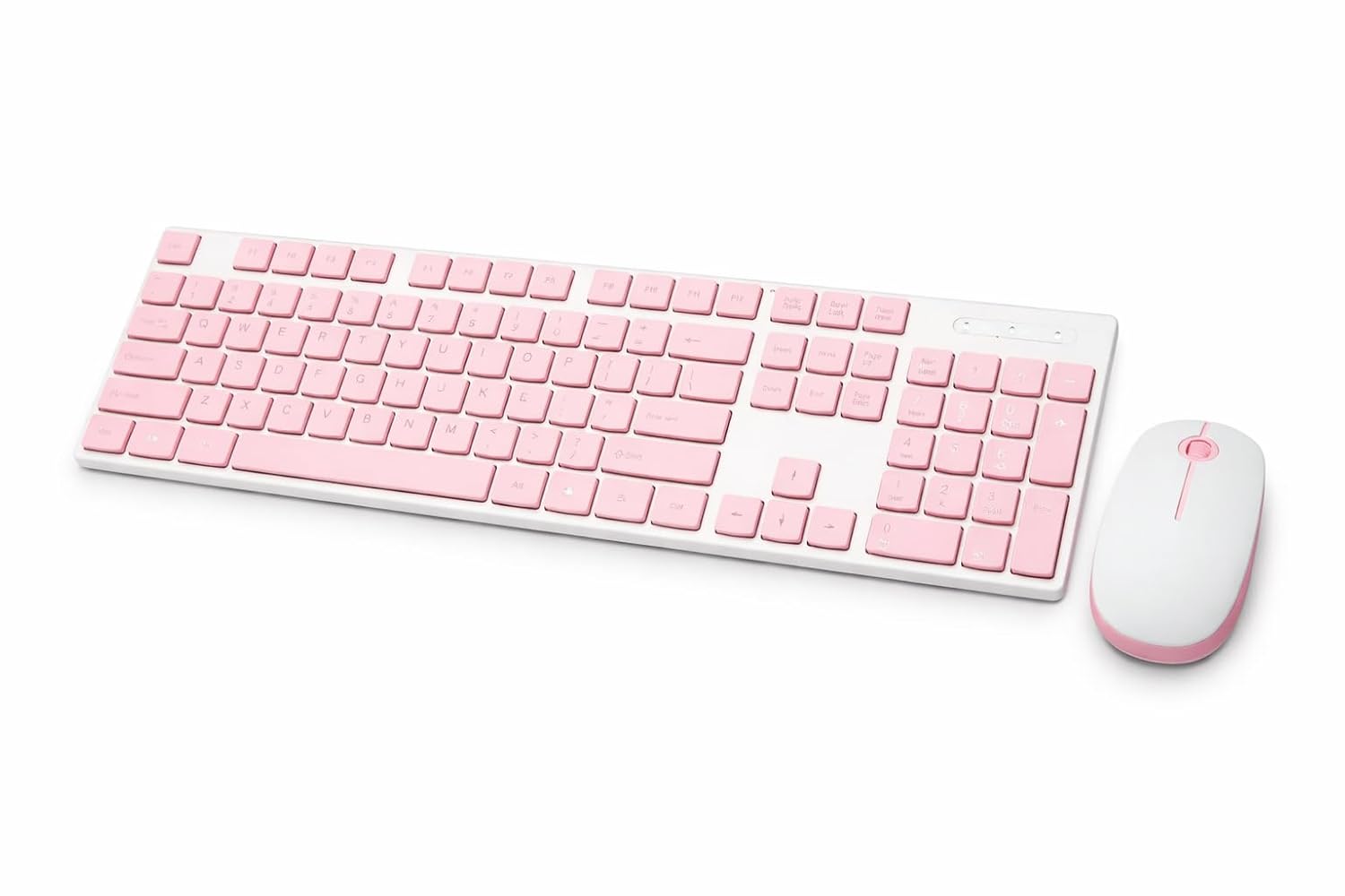 Wireless Keyboard and Mouse Combo, Pink, Full-Size 104-Key Layout, 2.4GHz, Ergonomic Mouse with Smooth Scroll Wheel