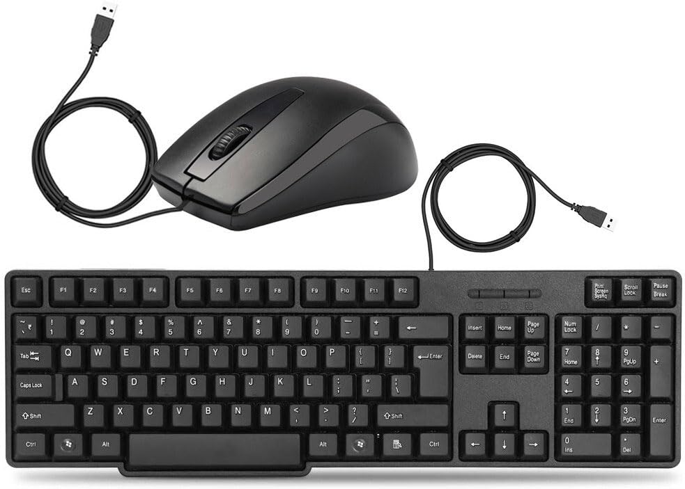 Mophonics Wired K20 Keyboard and Mouse Combo – USB Plug & Play Full-Size Keyboard with Ergonomic Mouse for PC & Laptop